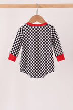 Black car embroidery checkered bubble