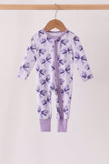 Purple Bow Zip Bamboo Romper