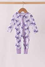 Purple Bow Zip Bamboo Romper