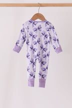 Purple Bow Zip Bamboo Romper