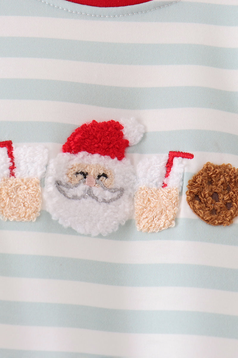 Gray stripe santa french knot romper