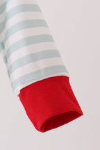 Gray stripe santa french knot romper