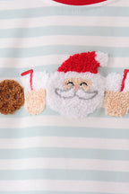Gray stripe santa french knot jogger set