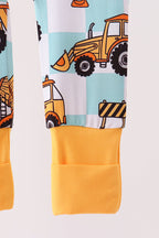 Yellow construction trucks bamboo romper