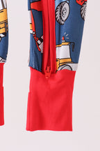 Navy tractor print bamboo romper