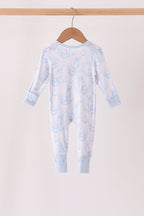 Blue dog bamboo zipper romper