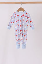 Blue Santa Claus Zip Bamboo Romper