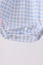 Blue ghost embroidery gingham bubble
