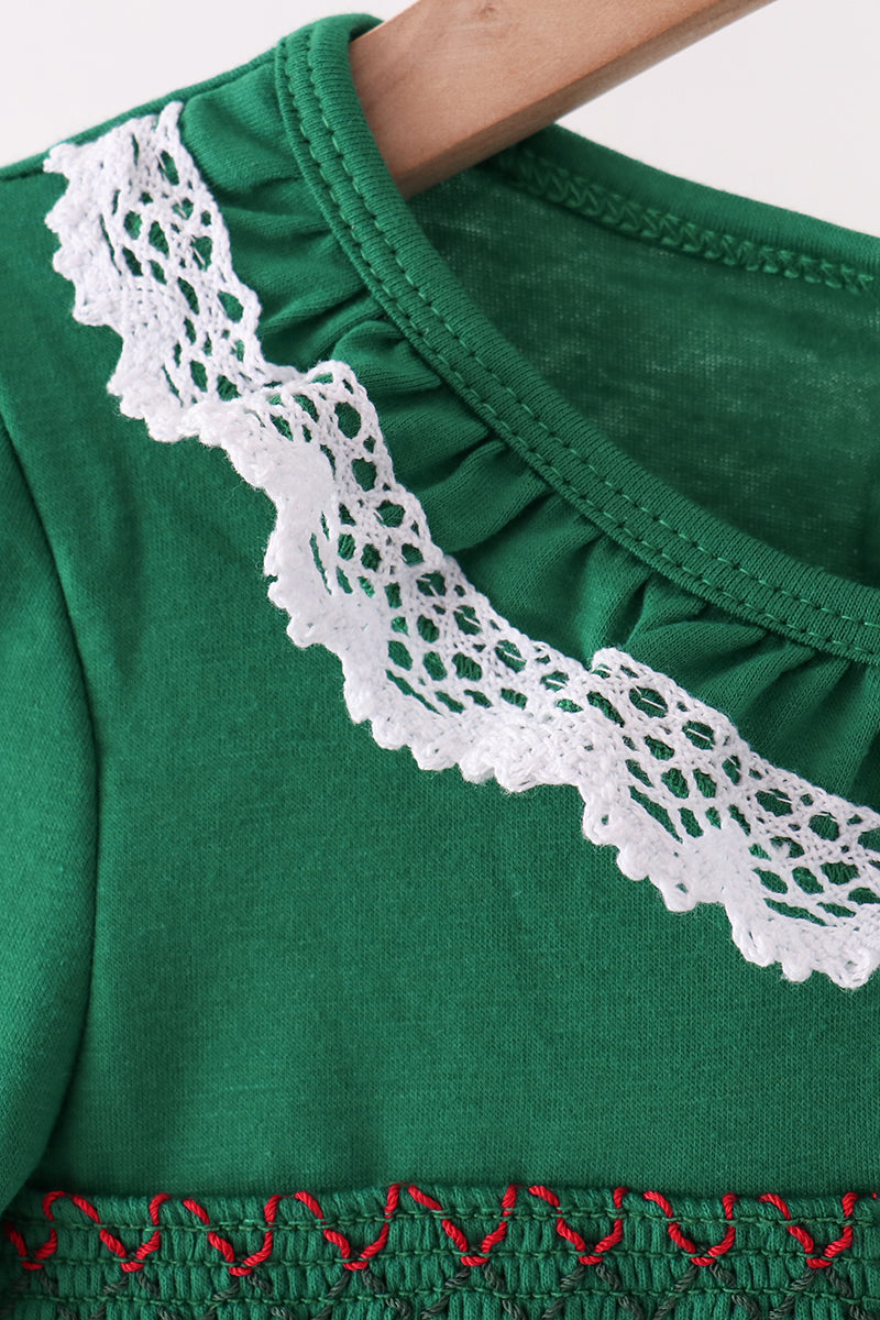 Forest bow smocked ruffle dress