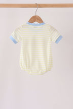 Yellow stripe pumpkin embroidery bubble