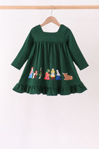 Forest nativity ruffle dress