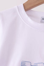 Blue train embroidery top