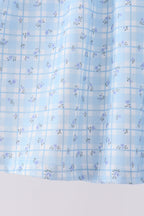 Blue bow embroidery pants set