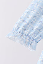 Blue bow embroidery dress