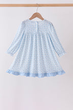 Blue bow embroidery dress