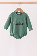 Green construction vehicle embroidery bubble