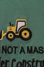Green construction vehicle embroidery hoodie