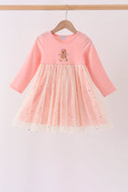 Pink gingerbread sequin tulle dress
