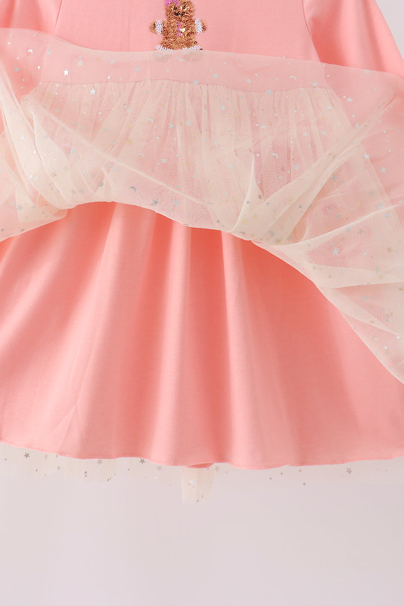 Pink gingerbread sequin tulle dress