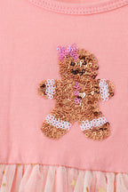Pink gingerbread sequin tulle dress