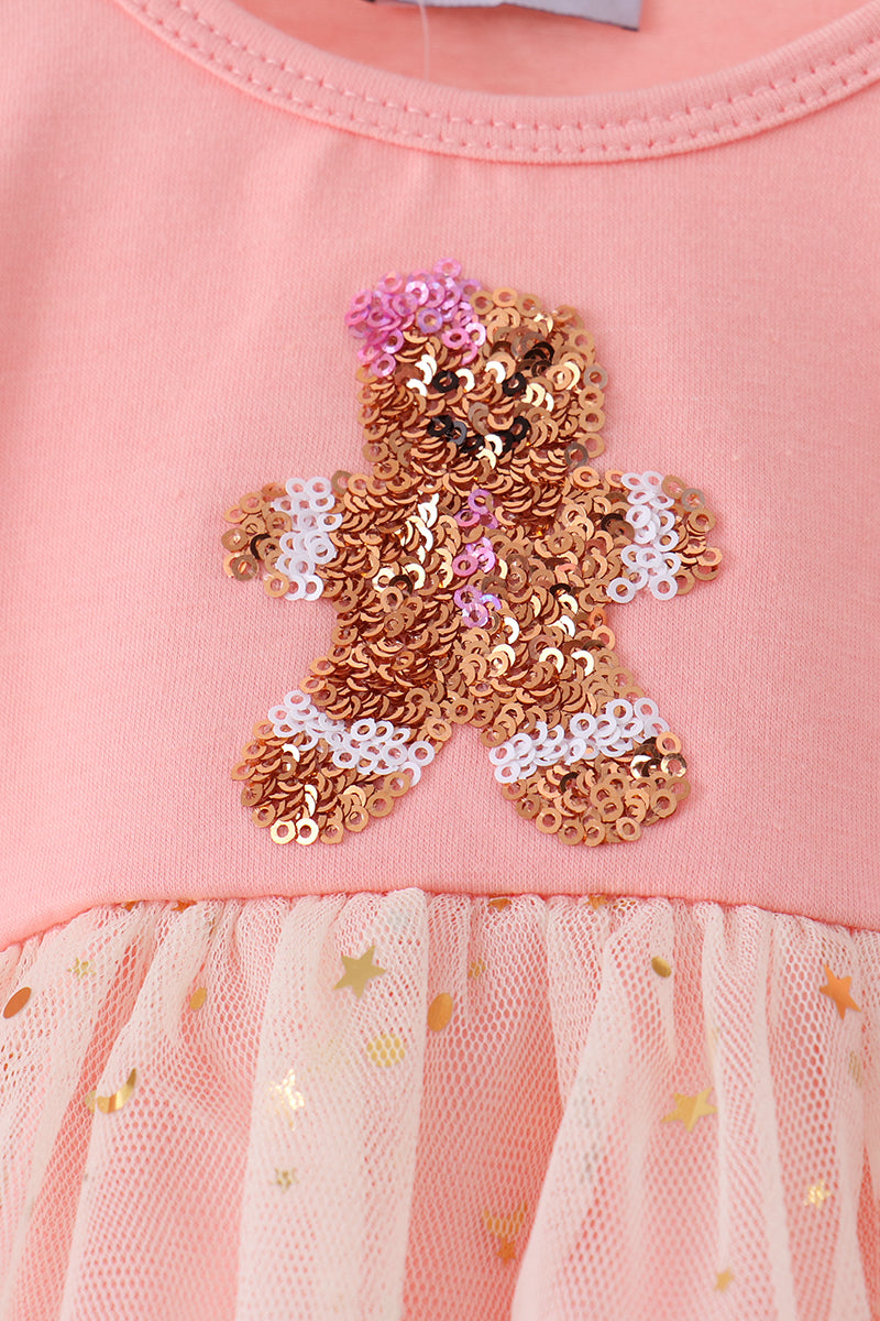 Pink gingerbread sequin tulle bubble