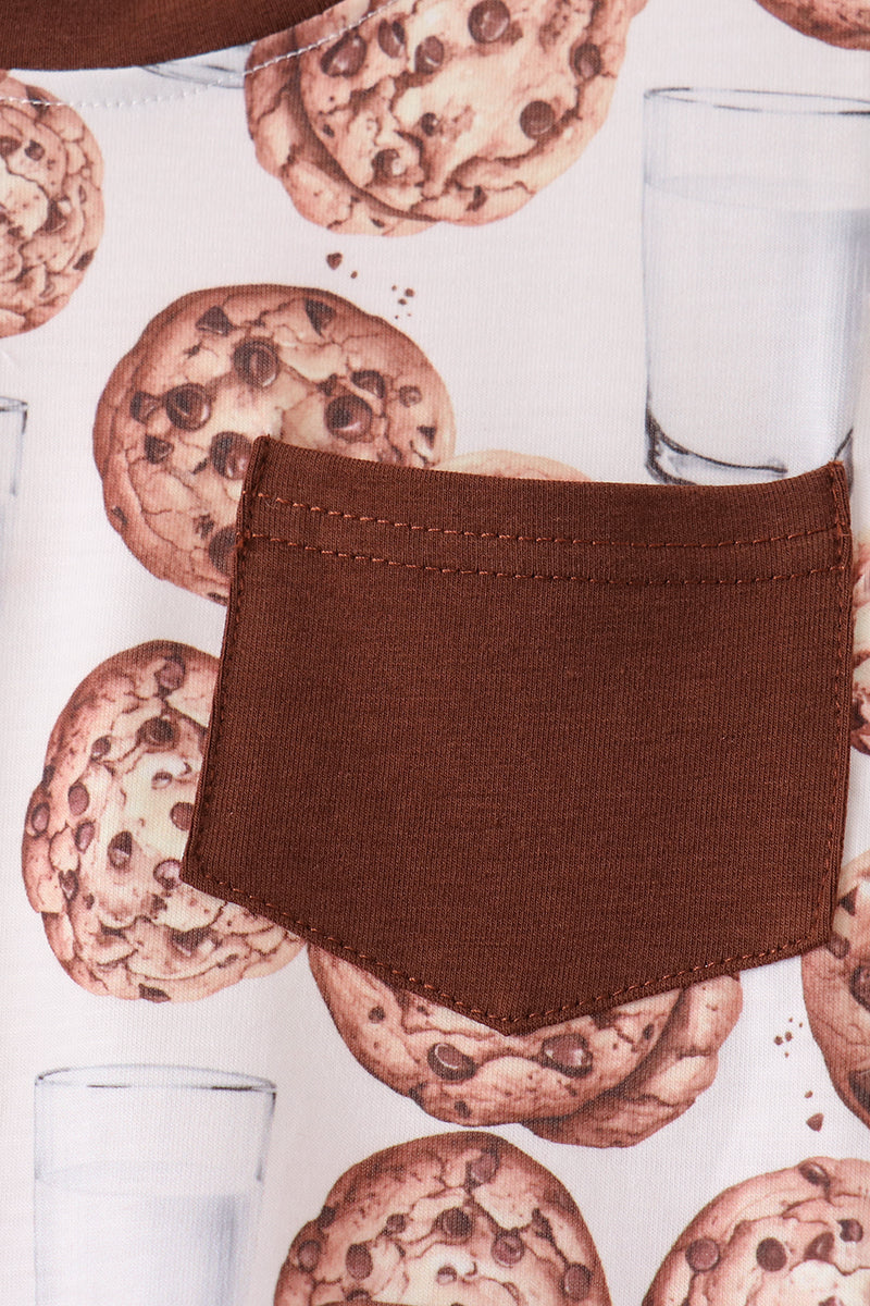 Brown Milk Cookie Print Pants Set