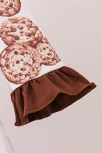 Brown Milk Cookie Print Ruffle Dress