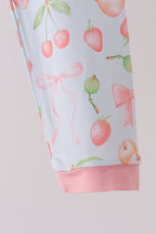 Pink bow cherry bamboo pajama set