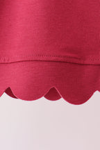 Maroon sclloped active pants set