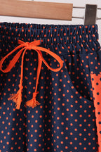 Navy Auburn dot pants set