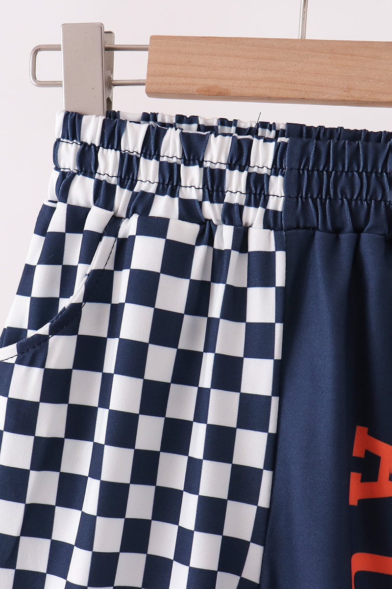 Navy Auburn checkered pants