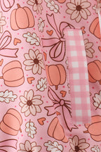 Pink pumpkin floral print ruffle coat