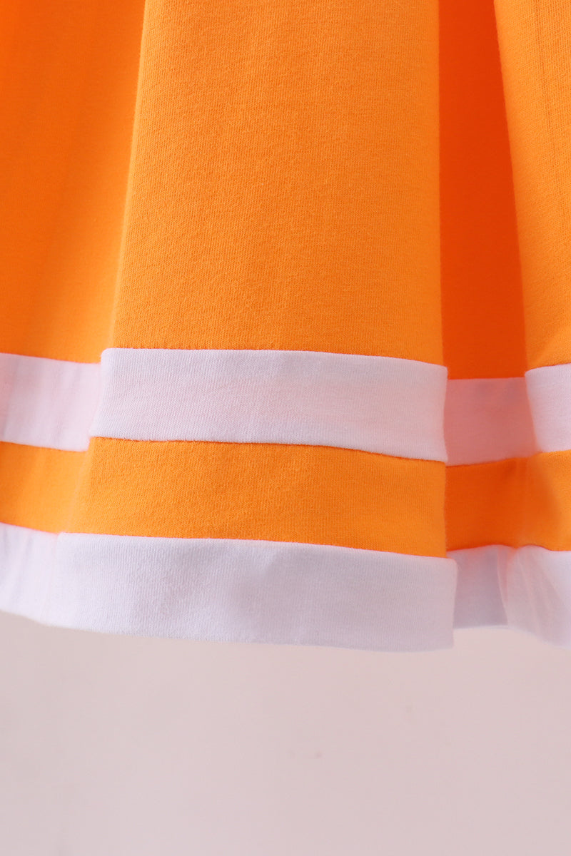 Premium Orange Tennessee Go Team embroidery ruffle dress