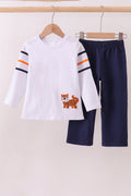 Premium Navy Auburn tiger applique pants set