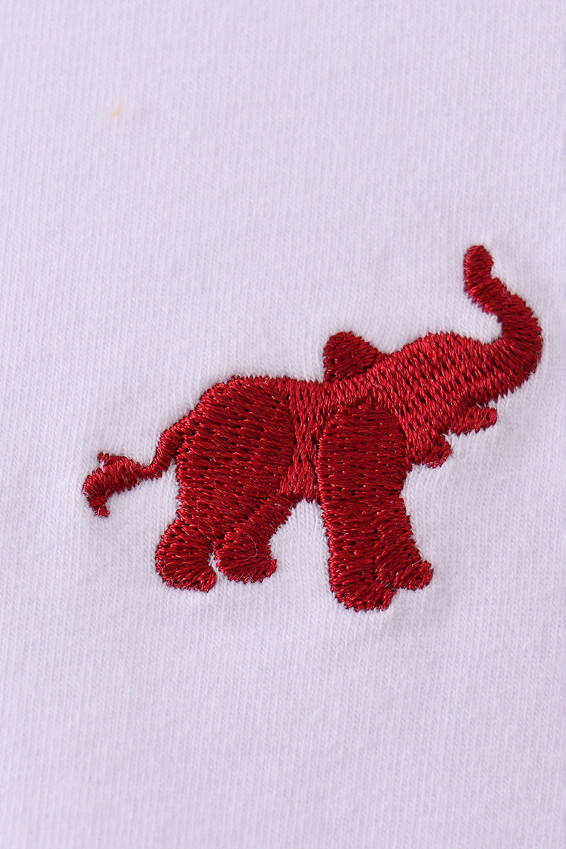 Premium White Alabama elephant embroidery pants set
