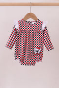 Checkered Georgia dog applique ruffle bubble