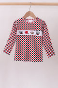 Checkered Georgia dog embroidery top