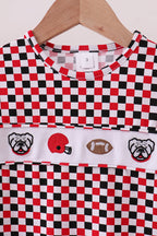 Checkered Georgia dog embroidery top