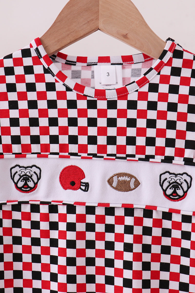 Checkered Georgia dog embroidery top