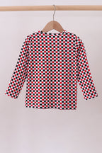 Checkered Georgia dog embroidery top