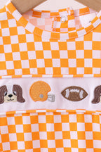 Orange Tennessee puppy embroidery checkered bubble