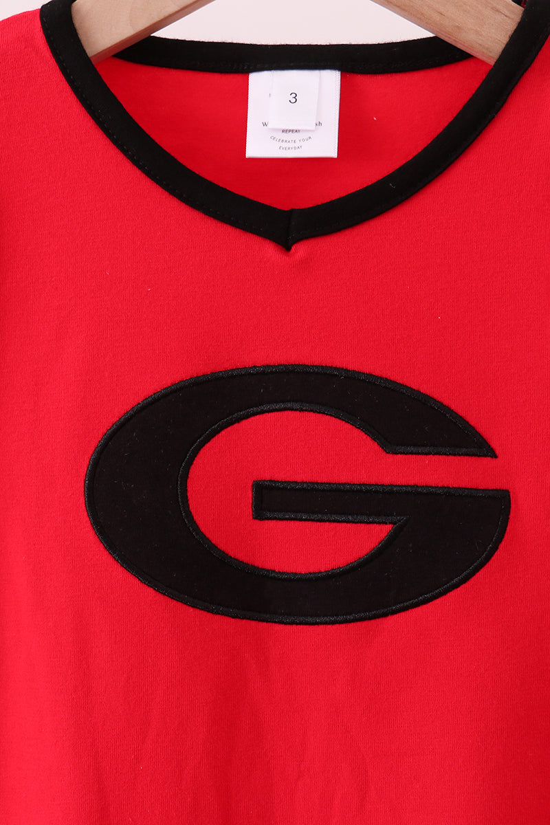 Premium Red Georgia applique top