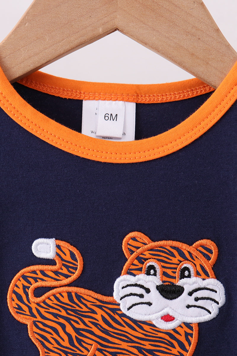 Premium Navy Auburn tiger applique bubble