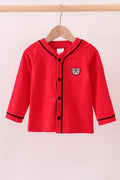Premium Red Georgia bulldog embroidery cardigan