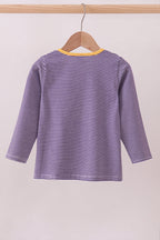 Premium Purple LSU stripe embroidery top