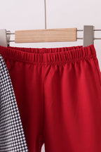 Premium Maroon Alabama elephant embroidery gingham pants set