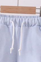 Premium Blue&white stripe drawstring shorts