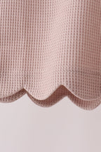 Beige scalloped pants set
