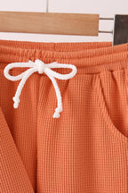 Terra-cotta scalloped pants set