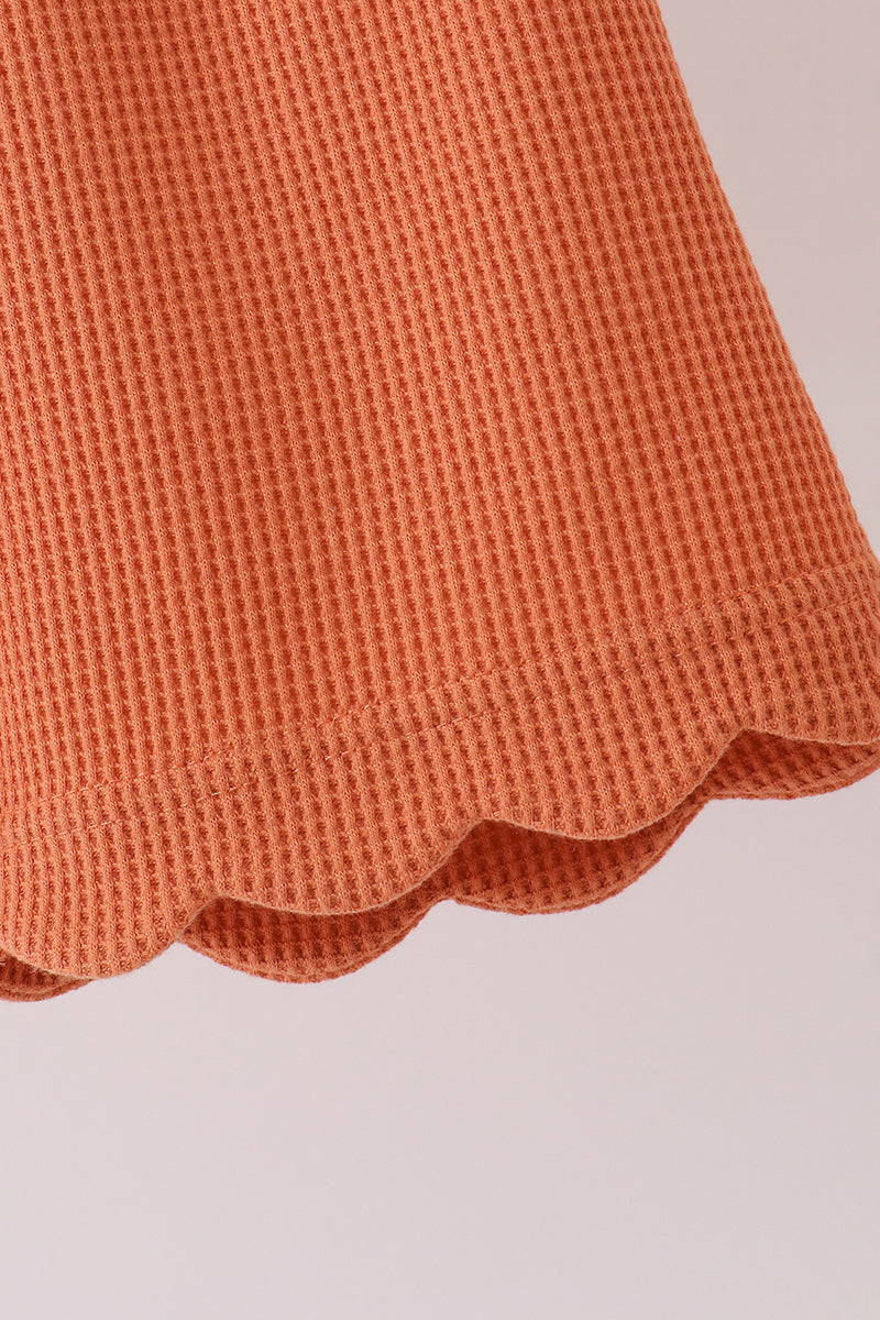 Terra-cotta scalloped pants set
